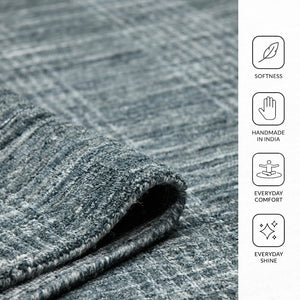 Amer Rugs Brooklyn Farmhouse Plaid Hand-woven Area Rug - Luxurious Wool & Art Silk For Stylish Home Decor Stone Blue Wool, Viscose Brk40203