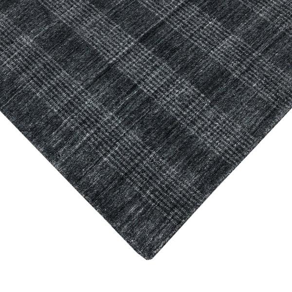 Amer Rugs Brooklyn Farmhouse Plaid Hand-woven Area Rug - Luxurious Wool & Art Silk For Stylish Home Decor Charcoal Wool, Viscose Brk50203