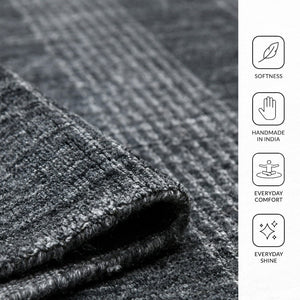 Amer Rugs Brooklyn Farmhouse Plaid Hand-woven Area Rug - Luxurious Wool & Art Silk For Stylish Home Decor Charcoal Wool, Viscose Brk50203