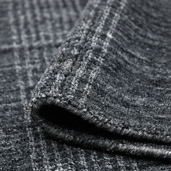 Amer Rugs Brooklyn Farmhouse Plaid Hand-woven Area Rug - Luxurious Wool & Art Silk For Stylish Home Decor Charcoal Wool, Viscose Brk50203