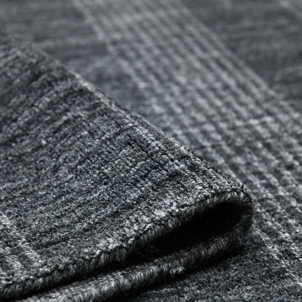 Amer Rugs Brooklyn Farmhouse Plaid Hand-woven Area Rug - Luxurious Wool & Art Silk For Stylish Home Decor Charcoal Wool, Viscose Brk50203