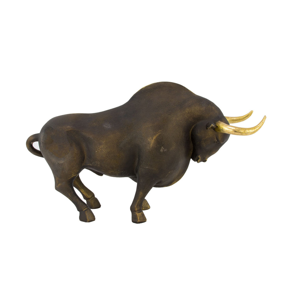 Zeugma Bronze Bull Sculpture - Exquisite Antique Bronze & Gold Finish, 17.5" Wide, Stunning Home Decor Piece   Cf1200216