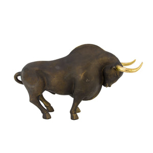 Zeugma Bronze Bull Sculpture - Exquisite Antique Bronze & Gold Finish, 17.5" Wide, Stunning Home Decor Piece   Cf1200216