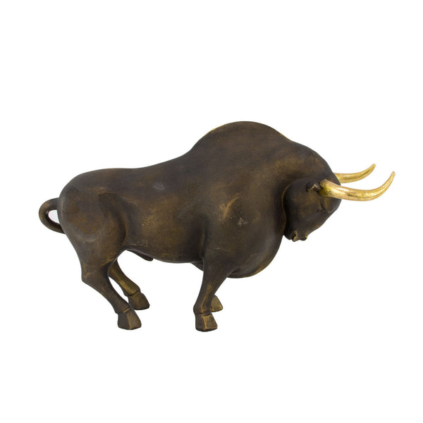 Zeugma Bronze Bull Sculpture - Exquisite Antique Bronze & Gold Finish, 17.5" Wide, Stunning Home Decor Piece   Cf1200216
