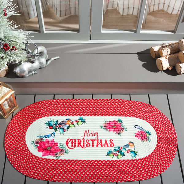 Safavieh Braided Christmas Poster 103q Ivory / Red Ivory ,Red 60% Pp + 40% Polyester Brp103q-24ov