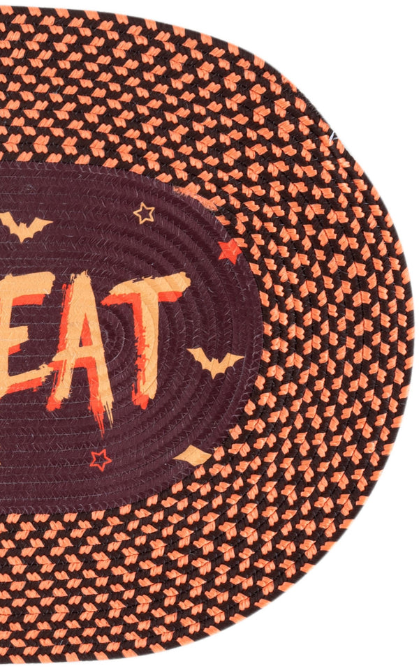 Safavieh Braided Halloween Oval Rug 20X48" Brown Rust – Hand‑Woven Braided Poly Blend, Low Pile, Washable Seasonal Accent BRP206T-24OV