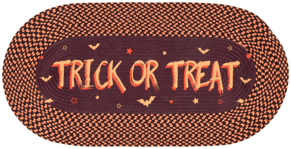 Safavieh Braided Halloween Oval Rug 20X48" Brown Rust – Hand‑Woven Braided Poly Blend, Low Pile, Washable Seasonal Accent BRP206T-24OV