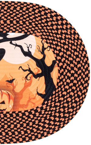 Safavieh Braided Handwoven Halloween Oval Rug 20X48 Rust & Black With Pumpkin Motifs Durable Washable Accent BRP214R-24OV