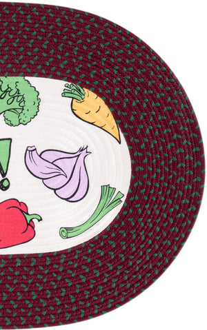 Safavieh Braided Hand-Woven Oval Kitchen Rug 1'8"X4' "Let's Cook!" Ivory Center Burgundy Border, Washable Durable BRP406Q-24OV