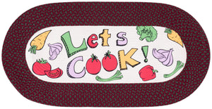 Safavieh Braided Hand-Woven Oval Kitchen Rug 1'8"X4' "Let's Cook!" Ivory Center Burgundy Border, Washable Durable BRP406Q-24OV