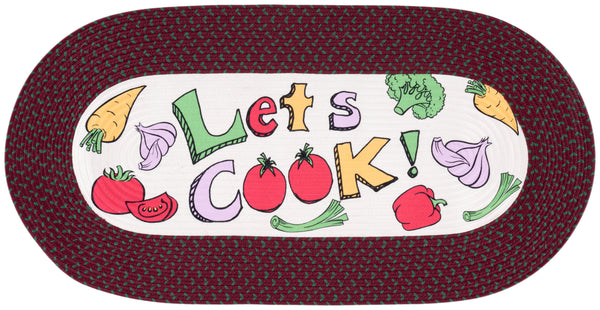 Safavieh Braided Hand-Woven Oval Kitchen Rug 1'8"X4' "Let's Cook!" Ivory Center Burgundy Border, Washable Durable BRP406Q-24OV