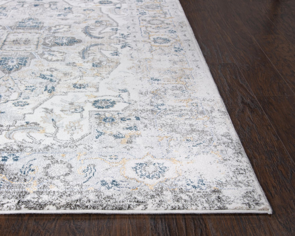 Rizzy Bristol BRS104 Power Loomed Transitional Polypropylene/Polyester Rug Beige/Blue 2'7" x 8'