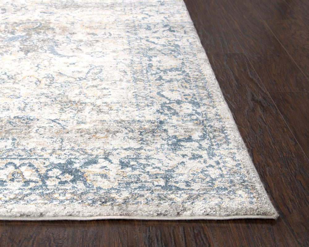 Rizzy Bristol BRS105 Power Loomed Transitional Polypropylene/Polyester Rug Beige/Blue 2'7" x 8'