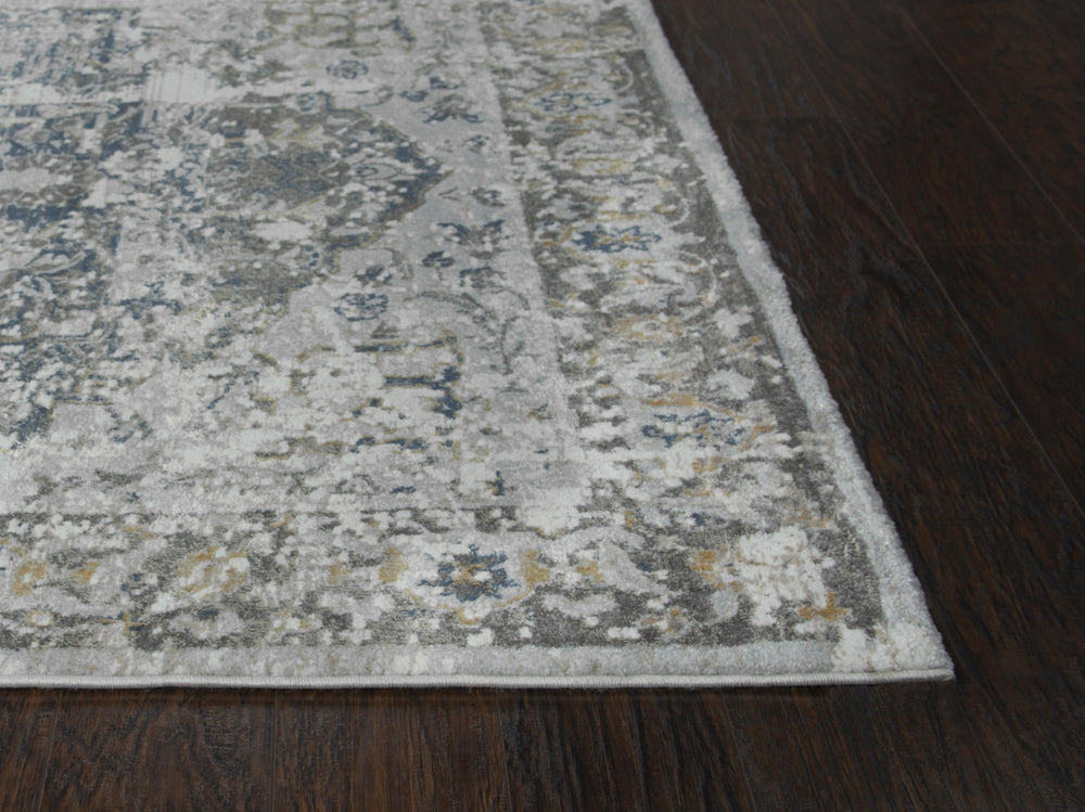 Rizzy Bristol BRS106 Power Loomed Transitional Polypropylene/Polyester Rug Beige/Blue 2'7" x 8'