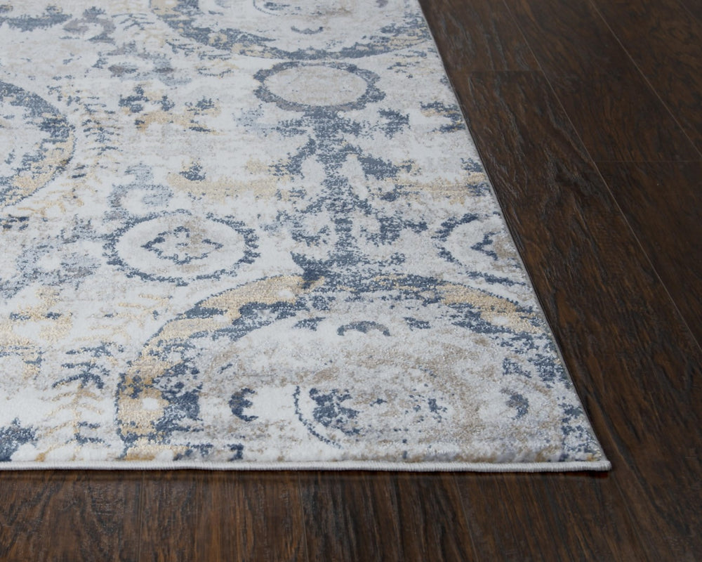 Rizzy Bristol BRS107 Power Loomed Transitional Polypropylene/Polyester Rug Beige/Blue 2'7" x 8'