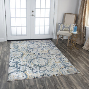 Rizzy Bristol BRS107 Power Loomed Transitional Polypropylene/Polyester Rug Beige/Blue 8'10" x 11'10"