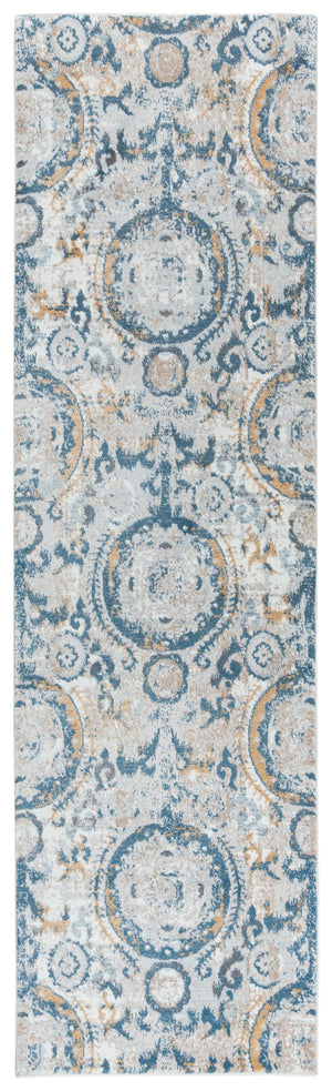 Rizzy Bristol BRS107 Power Loomed Transitional Polypropylene/Polyester Rug Beige/Blue 2'7" x 8'