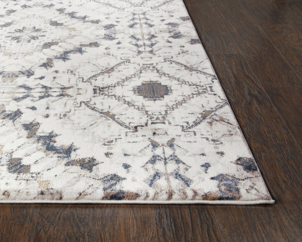 Rizzy Bristol BRS108 Power Loomed Transitional Polypropylene/Polyester Rug Beige/Blue 2'7" x 8'