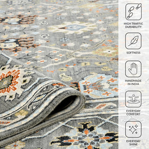 Amer Rugs Bristol Elegant Hand-knotted Area Rug With Persian-inspired Design For Luxurious Home Décor Santas Gray Wool Brs150810
