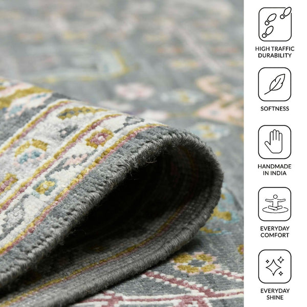 Amer Rugs Bristol Elegant Hand-knotted Area Rug With Persian-inspired Design For Luxurious Home Décor Gray,Multi Wool Brs190912