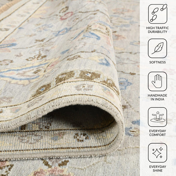 Amer Rugs Bristol Hand-knotted Area Rug – Luxurious New Zealand Wool With Persian-inspired Design For Elegance Silver Gray Wool Brs300203