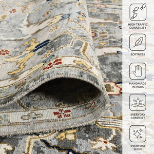 Amer Rugs Bristol Hand-knotted Area Rug – Luxurious New Zealand Wool With Persian-inspired Design For Elegance Deep Silver,Gold Wool Brs431215