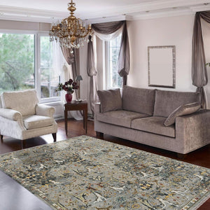 Amer Rugs Bristol Hand-knotted Area Rug – Luxurious New Zealand Wool With Persian-inspired Design For Elegance Deep Silver,Gold Wool Brs431215