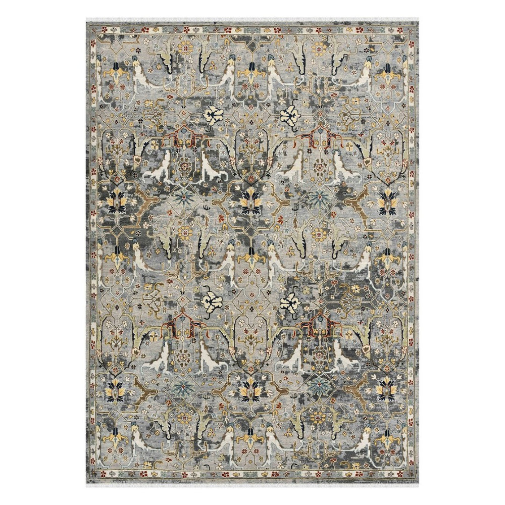 Amer Rugs Bristol Hand-knotted Area Rug – Luxurious New Zealand Wool With Persian-inspired Design For Elegance Deep Silver,Gold Wool Brs431215