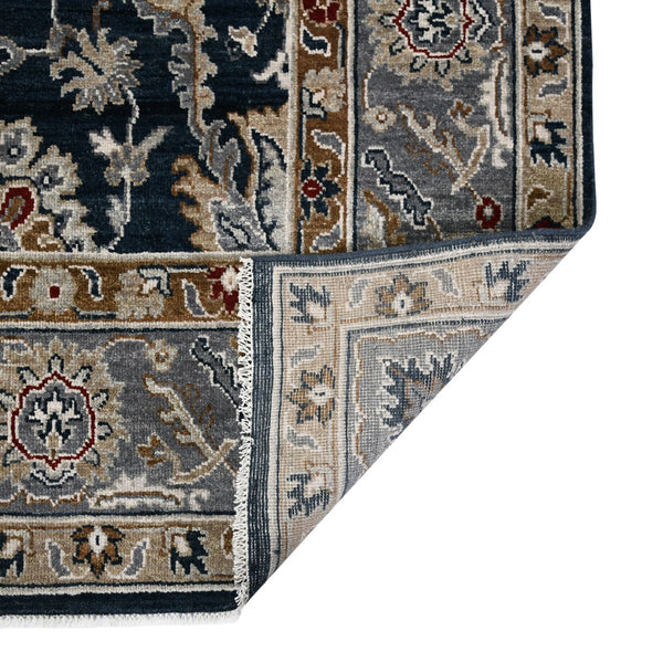 AMER Rugs Bristol Krisha BRS-55 Hand-Knotted Handmade Raw Handspun Wool Classic Bordered Rug Blue Sapphire 2'8" x 8'