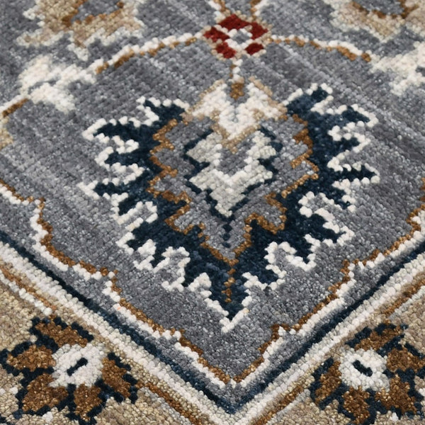 AMER Rugs Bristol Krisha BRS-55 Hand-Knotted Handmade Raw Handspun Wool Classic Bordered Rug Blue Sapphire 2'8" x 8'