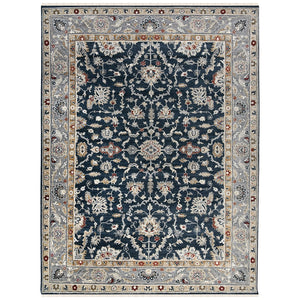 AMER Rugs Bristol Krisha BRS-55 Hand-Knotted Handmade Raw Handspun Wool Classic Bordered Rug Blue Sapphire 12' x 15'