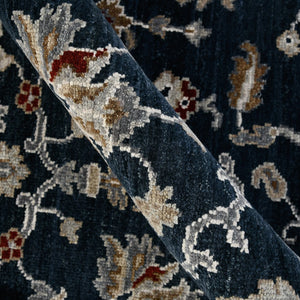 AMER Rugs Bristol Krisha BRS-55 Hand-Knotted Handmade Raw Handspun Wool Classic Bordered Rug Blue Sapphire 2'8" x 8'