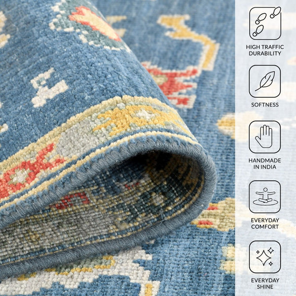 Amer Rugs Bristol Hand-knotted Area Rug – Luxurious New Zealand Wool With Persian-inspired Design For Elegance Medium Blue Wool Brs561014