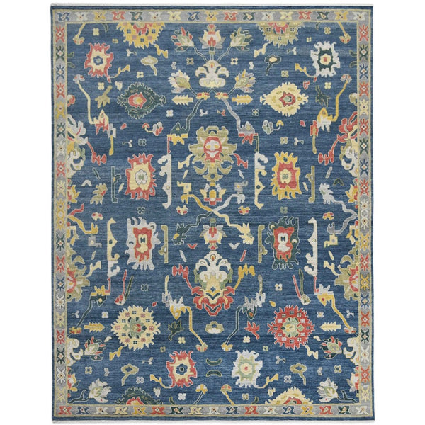 Amer Rugs Bristol Hand-knotted Area Rug – Luxurious New Zealand Wool With Persian-inspired Design For Elegance Medium Blue Wool Brs561014