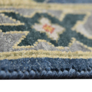 AMER Rugs Bristol Liz BRS-56 Hand-Knotted Handmade Raw Handspun Wool Classic Floral Rug Medium Blue 2'8" x 8'
