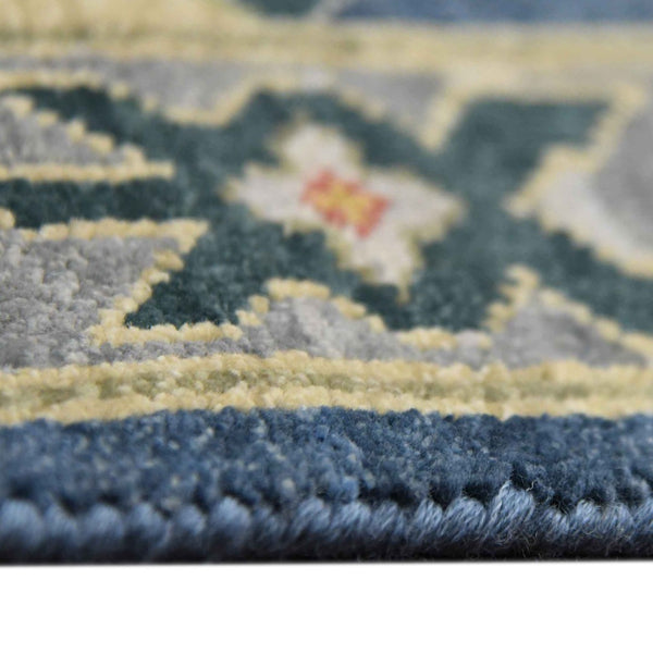 AMER Rugs Bristol Liz BRS-56 Hand-Knotted Handmade Raw Handspun Wool Classic Floral Rug Medium Blue 2'8" x 8'