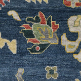 AMER Rugs Bristol Liz BRS-56 Hand-Knotted Handmade Raw Handspun Wool Classic Floral Rug Medium Blue 2'8" x 8'