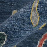 AMER Rugs Bristol Liz BRS-56 Hand-Knotted Handmade Raw Handspun Wool Classic Floral Rug Medium Blue 2'8" x 8'