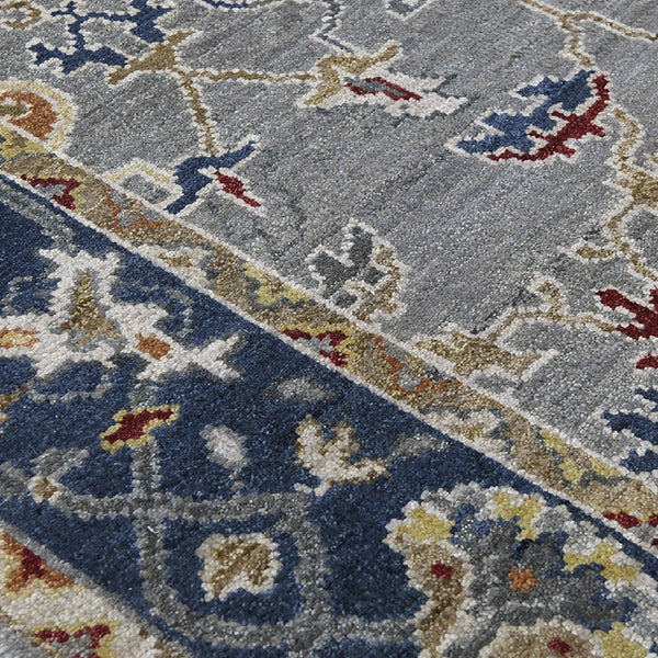 Amer Rugs Bristol Elegant Hand-knotted Area Rug With Persian-inspired Design For Luxurious Home Décor Ice Blue,Midnight Blue Wool Brs80203