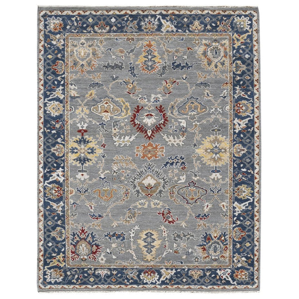 Amer Rugs Bristol Elegant Hand-knotted Area Rug With Persian-inspired Design For Luxurious Home Décor Ice Blue,Midnight Blue Wool Brs80203