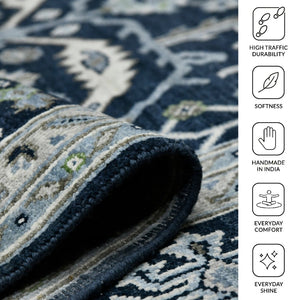 Amer Rugs Bristol Elegant Hand-knotted Area Rug With Persian-inspired Design For Luxurious Home Décor Blue Sapphire Wool Brs90912