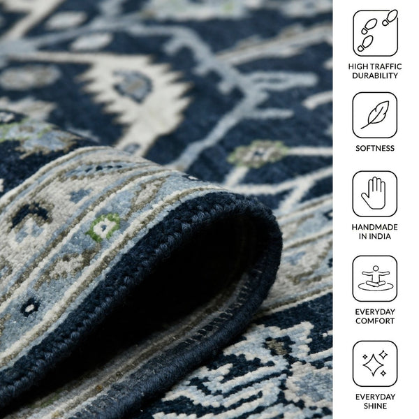 Amer Rugs Bristol Elegant Hand-knotted Area Rug With Persian-inspired Design For Luxurious Home Décor Blue Sapphire Wool Brs90912