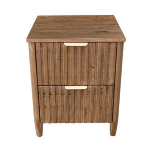 Lh Imports Britanica Elegant 2 Drawer Nightstand: Sustainable Pine Storage With Unique Design & Brass Handles Brown Full Product In Fsc Reclaimed Pine,Brass Handles Brt002