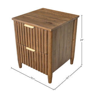 Lh Imports Britanica Elegant 2 Drawer Nightstand: Sustainable Pine Storage With Unique Design & Brass Handles Brown Full Product In Fsc Reclaimed Pine,Brass Handles Brt002
