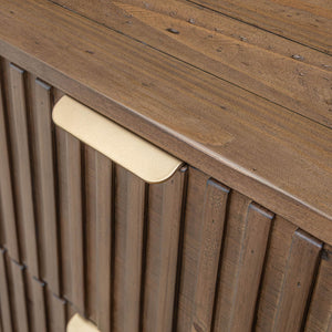 Lh Imports Britanica Elegant 2 Drawer Nightstand: Sustainable Pine Storage With Unique Design & Brass Handles Brown Full Product In Fsc Reclaimed Pine,Brass Handles Brt002