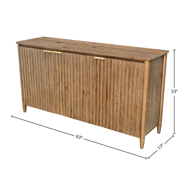 Lh Imports Britanica Sideboard - Elegant Fsc Pine Storage Solution With Brass Handles For Stylish Home Decor Brown Full Product In Fsc Reclaimed Pine, Brass Handles Brt003b