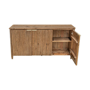 Lh Imports Britanica Sideboard - Elegant Fsc Pine Storage Solution With Brass Handles For Stylish Home Decor Brown Full Product In Fsc Reclaimed Pine, Brass Handles Brt003b