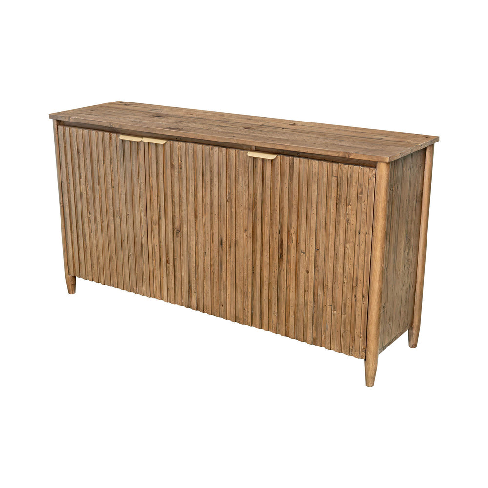 Lh Imports Britanica Sideboard - Elegant Fsc Pine Storage Solution With Brass Handles For Stylish Home Decor Brown Full Product In Fsc Reclaimed Pine, Brass Handles Brt003b