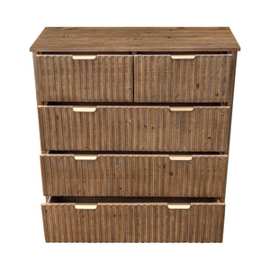 Lh Imports Britanica 5 Drawer Chest - Elegant Storage Solution With Sustainable Pine, Brass Handles & Unique Design Brown Full Product In Fsc Reclaimed Pine,Brass Handles Brt004