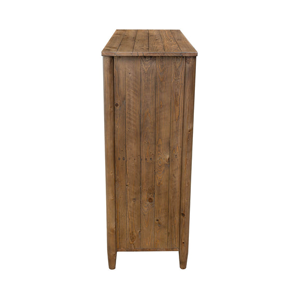 Lh Imports Britanica 5 Drawer Chest - Elegant Storage Solution With Sustainable Pine, Brass Handles & Unique Design Brown Full Product In Fsc Reclaimed Pine,Brass Handles Brt004